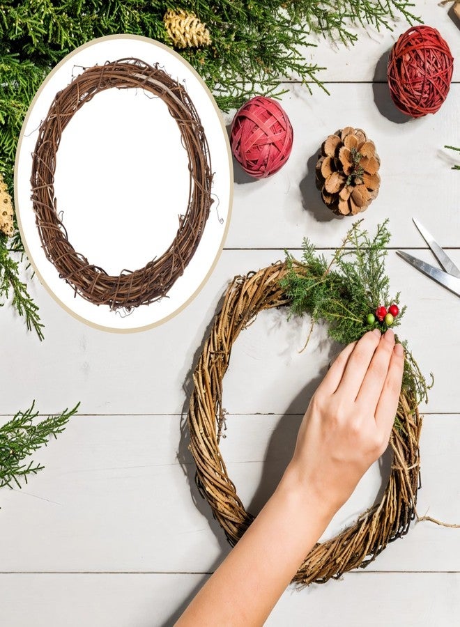 TIMCORR 7PCS Grapevine Wreath Set, Natural Wooden Wicker Oval Grapevine Wreath, DIY Craft Garland Floral Hoops,10 inch Rustic Bare Circle for Handmade Christmas Decorations,Floral Arrangements - Image 5
